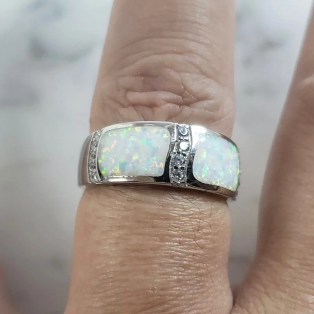 Womens Sterling Silver Modernist Opal Ring - Picture 5 of 5